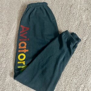 Aviator Nation Charcoal Joggers with Multicolor Lettering